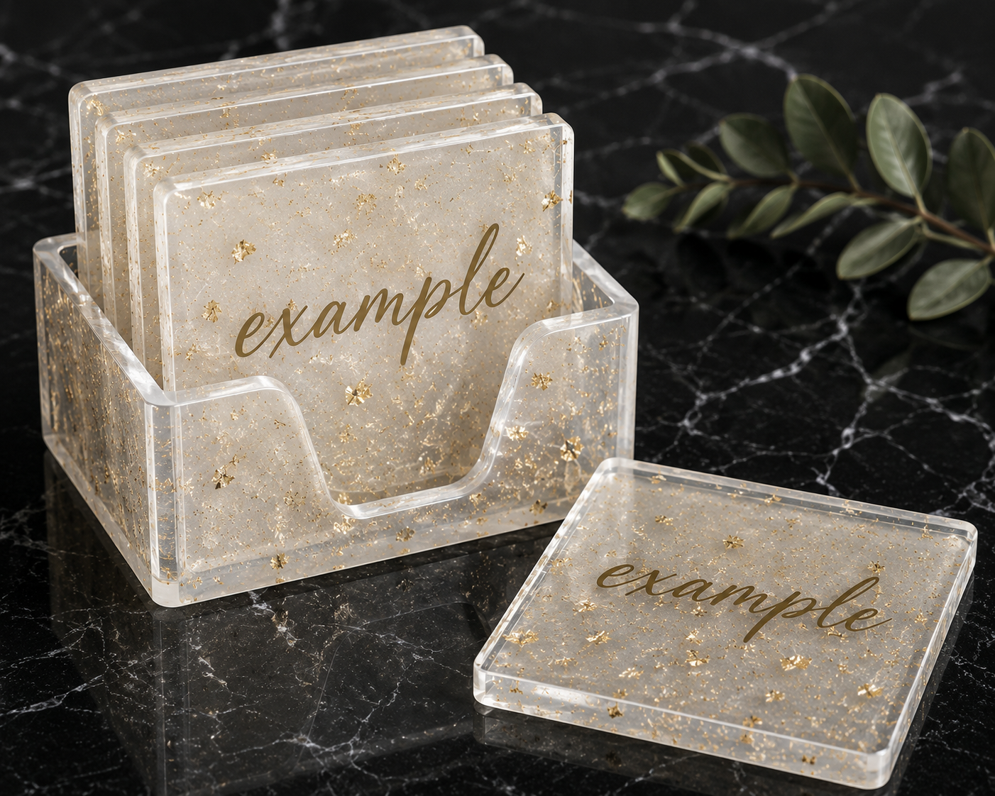 Design Your Own Resin Coasters(Set of 5) with Holder