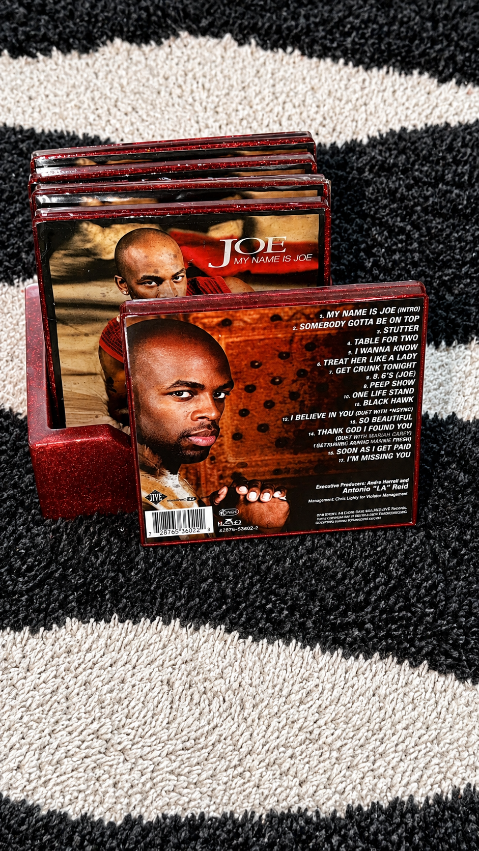 Joe “My Name Is Joe” Resin Coaster Set with Holder